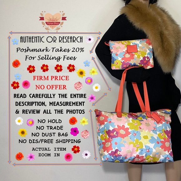 ❤️❤️❤️❤️SOLD❤️❤️❤️❤️Coach Floral Fabric-Nylon Bag & Snap Pouch🧡 - Picture 17 of 17